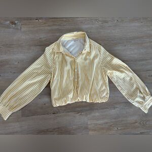 Skies Are Blue Yellow and White Striped Button Down Shirt